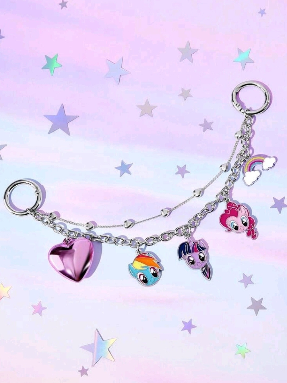 PRICE DROP 👇🏼 Silver Charm Chain with Pastel My Little Pony Charms